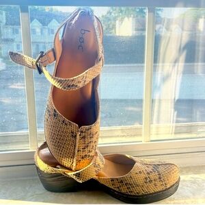b.o.c Snake Skin Design Leather Strapped Heels - Size 8M